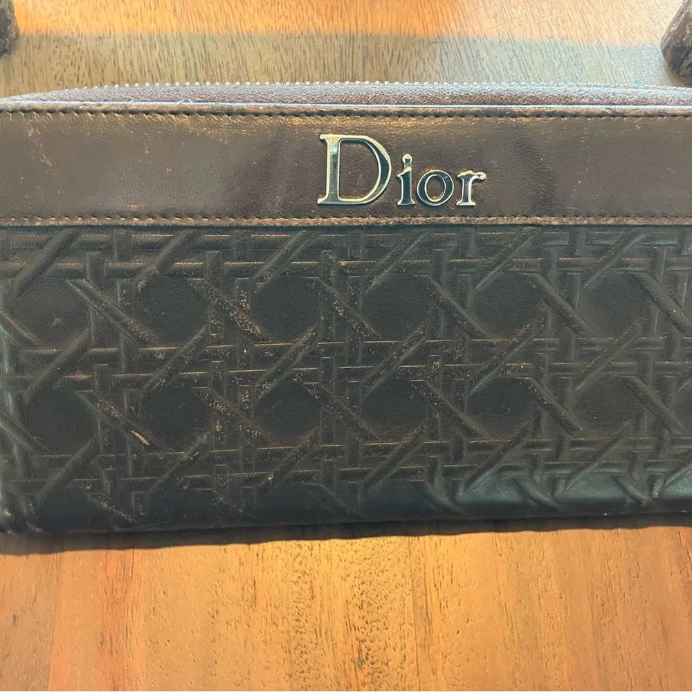 Dior Embossed Leather Wallet in Rich Brown - Picture 9 of 10
